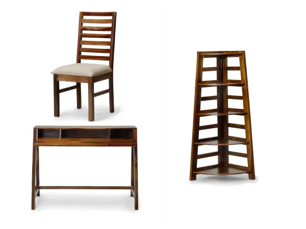 Hugo Study With Wooden Chair And Belle Bookshelf